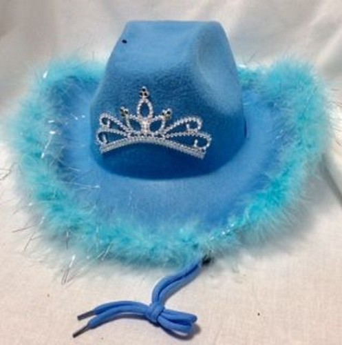 COWBOY HAT BLUE FUR TRIM WITH COLORFUL 