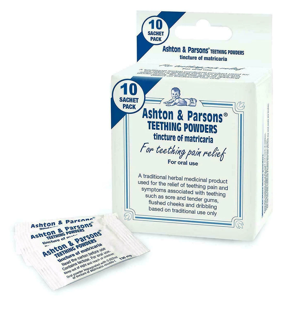 Ashton Parsons Infants Teething Powder Natural Baby Pain Relief 10 Sachets