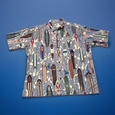 Koko Island Vintage Hawaiian Button Up Shirt Surfboards Men's Size Large USA