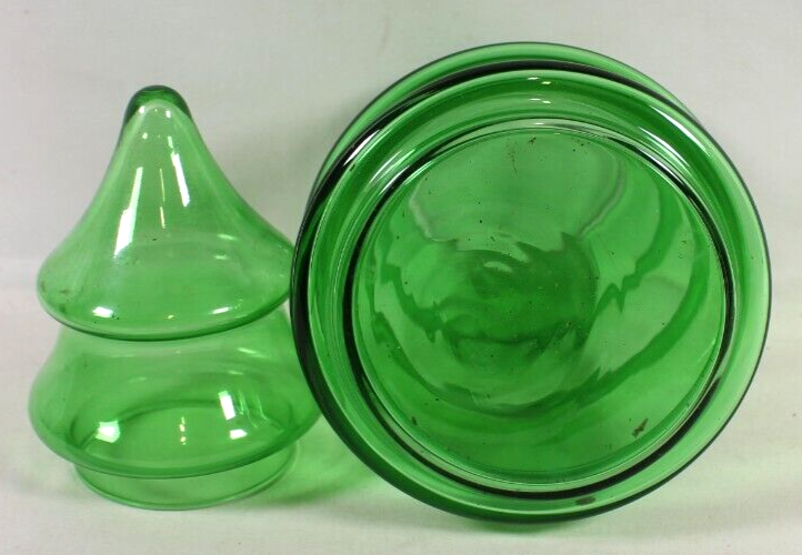 Green Glass Christmas Tree Candy Jar Canister eBay