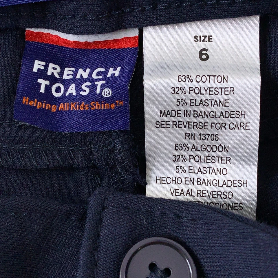 Pantalón ajustado French Toast para niñas talla 6 azul marino tejido 5 bolsillos paquete de 3 SK9502 NUEVO CON ETIQUETAS Foto 4 de 4