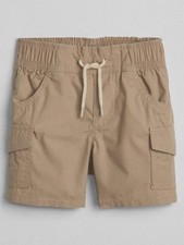 Baby GAP Boys 3" Pull-On Cargo Shorts Beige Khaki 12 18 24 months NWT 25