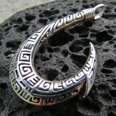 Maui Angelhaken Halskette. Sterling Silber. Tribal Design.