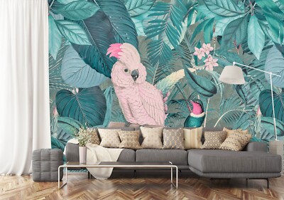 3D Parrot Bird Leaves A1619 Wallpaper Wall Mural Self-adhesive Andrea Haase Amy