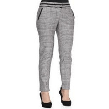 NWT - VERONICA BEARD White, Gray, and Black Glen Plaid "Cigarette" Pants - 6