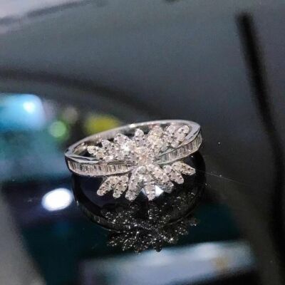 Cluster Ring in 925 sterling silver CZ cluster ring wedding band Engagement
