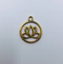 10 Gold Tone Flower Charms Crafting Craft Metal Pendant Tone 0.9" Inch