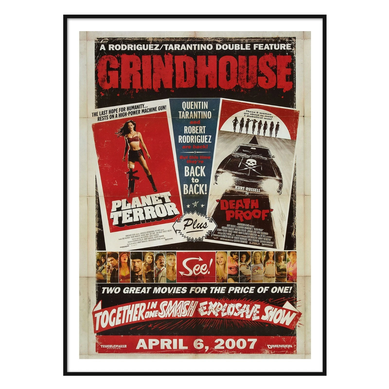 Death Proof & Planet Terror Poster Double Feature Vertical Poster