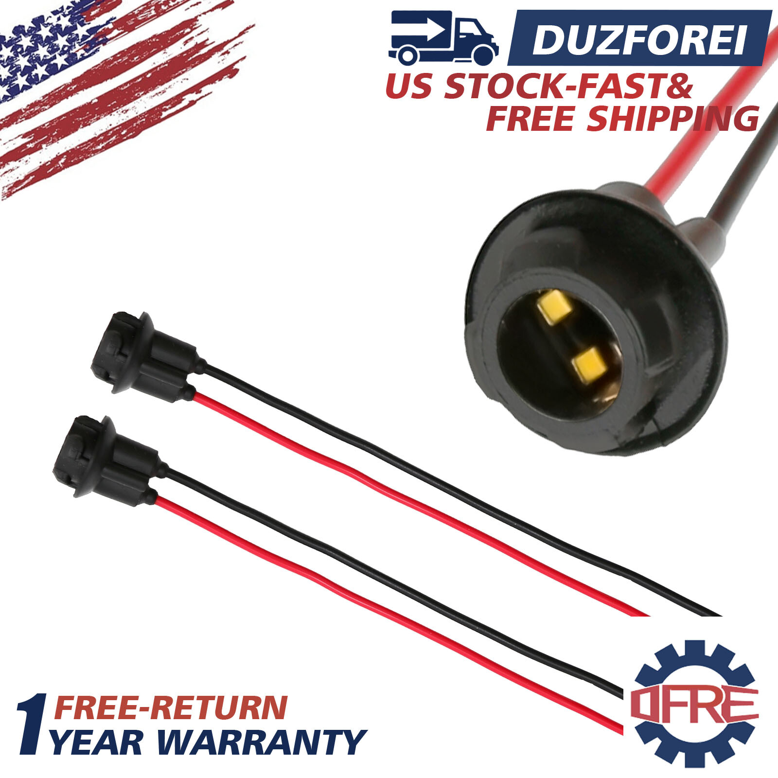 Universal Pigtail Wire Female Socket 194 Harness License Plate Tag