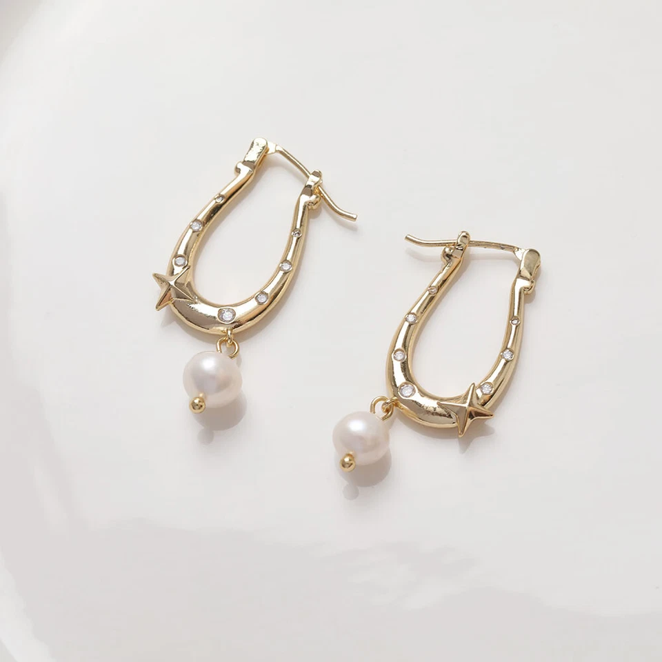 Gancho para pendiente con palanca trasera 4 piezas, pendientes de aro gruesos, pendientes de aro Huggie Foto 2 de 3