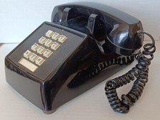 Vintage Classic Retro Style Black Push Button Phone Telephone w/Cord Works VGC