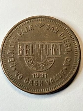 Belmont Park 1991 Prime Time San Diego California Arcade Game Token 24mm #tv1