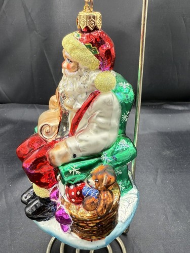 Christopher Radko LONGABERGER SANTA Boy & Girl List Glass Ornament w Radko Tag - Picture 2 of 11