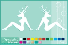 DEER HEAD MUDFLAP GIRLS cut vinyl decals Hunting Mud Flap Girls window sticker