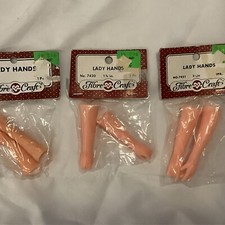 Fibre Craft Lady Hands 3 Vtg Packages Doll Parts