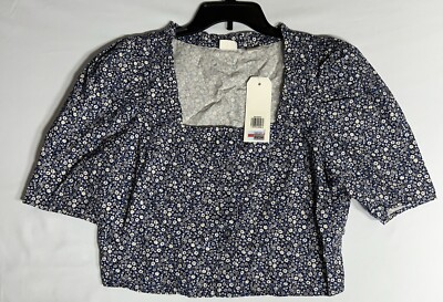 Levis Joella Cotton Nissa Floral Peacoat Crop Blouse Shirt L Women