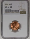 1952 D Lincoln Wheat Cent MS 66 RD NGC