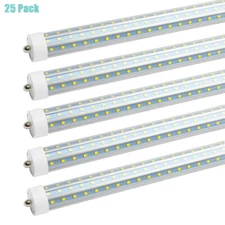 25Pcs T8 8FT LED Tube Light Bulbs Single Pin FA8 72W 120W Garage LED Shop Lights