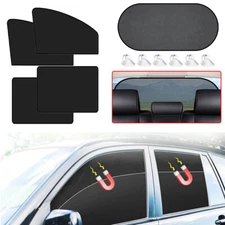4PCS Magnetic Car Side Window Sun Shade & Rear Mesh Screen Visor UV Block Cover
