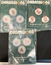 Dimensions Counted Cross Stitch Christmas Lot of 3 Ornament Set 8310, 8314, 8316