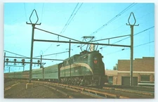Postcard Pennsylvania 4937 GG-1 Locomotive Passenger Train Harrison New Jersey