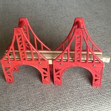 KidKraft Wooden Railway Red Suspension Train Bridge x2 Fits Thomas, Brio Trains