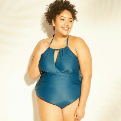 Kona Sol Swimsuit Womens Plus Size 22W One Piece Teal Blue