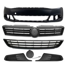 Front Bumper Cover Upper Lower Grill Fog Light Cover Kit For 2011-2014 Vw Jetta