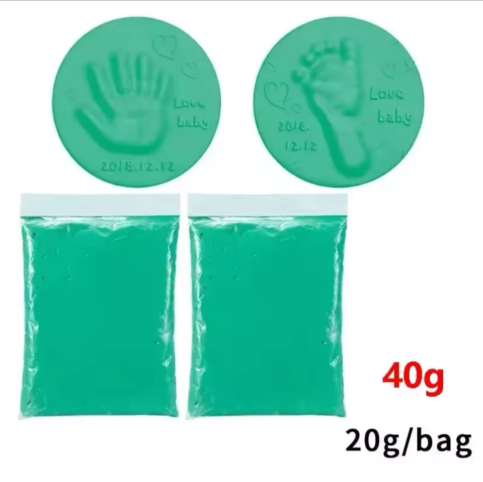 Kit de arcilla de huellas y huellas de manos para bebés - Arcilla suave seca al aire para recuerdo de recién nacidos hágalo usted mismo Foto 4 de 4