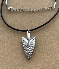 Hammered Arrowhead Spear Pendant Leather Cord Necklace - Ethnic Tribal Arrow