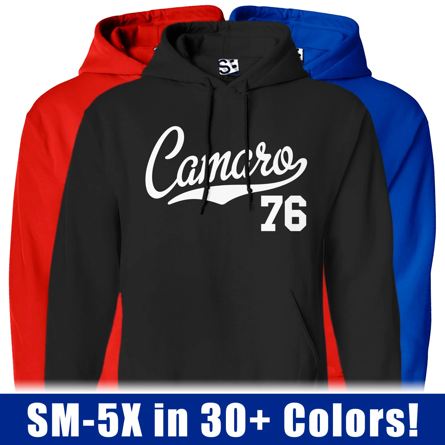 Camaro 76 Script HOODIE | 1976 Z28 SS Muscle Sports Car Jersey Hooded Sweatshirt