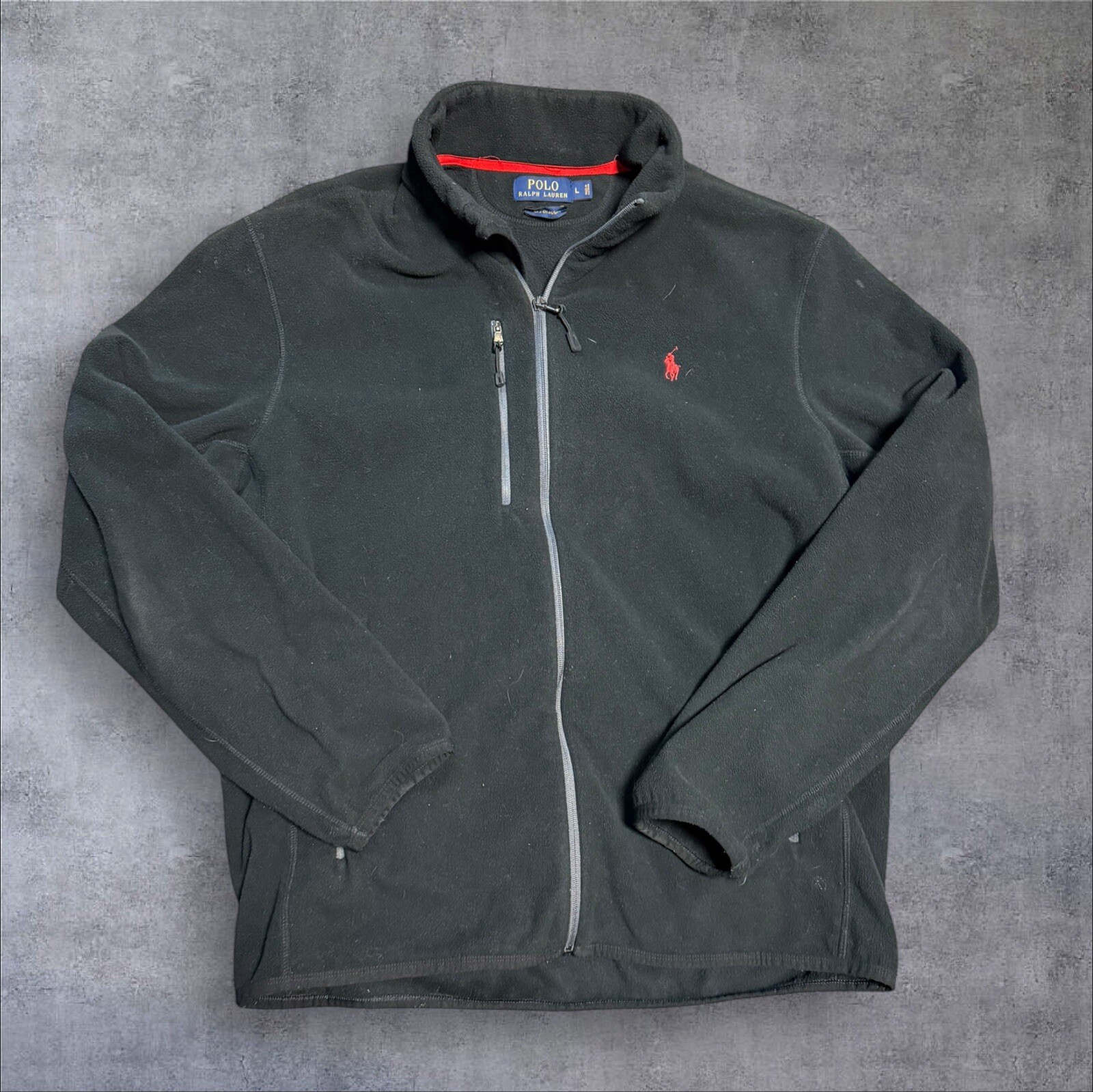 Polo Ralph Lauren Maglione Giacca Nero Mini Rosso Pony Full Zip Uomo Large