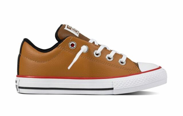 Women's Shoes Gym Converse Street Ox Trainers Leather Caramel Brown