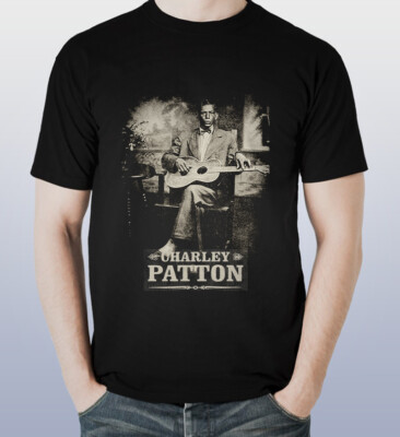 Blues Charley Patton Short Slevee Black T-Shirt