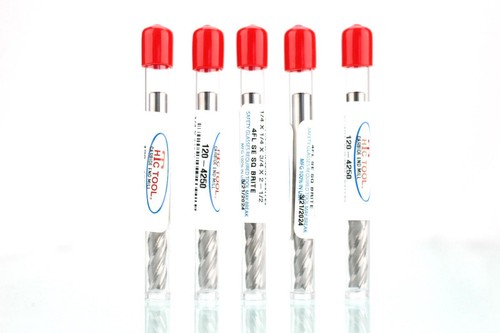 (5) NUOVO 1/4" HTC CARBURO FINE MULINO quadrato 4 flauti LOC 3/4 finisher .250 USA lotto - Foto 4 di 9