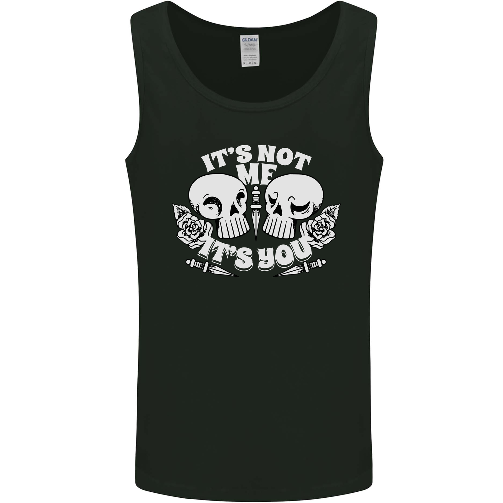 Anti Valentines Singles Day Skull Its Not Me Mens Vest Tank Top