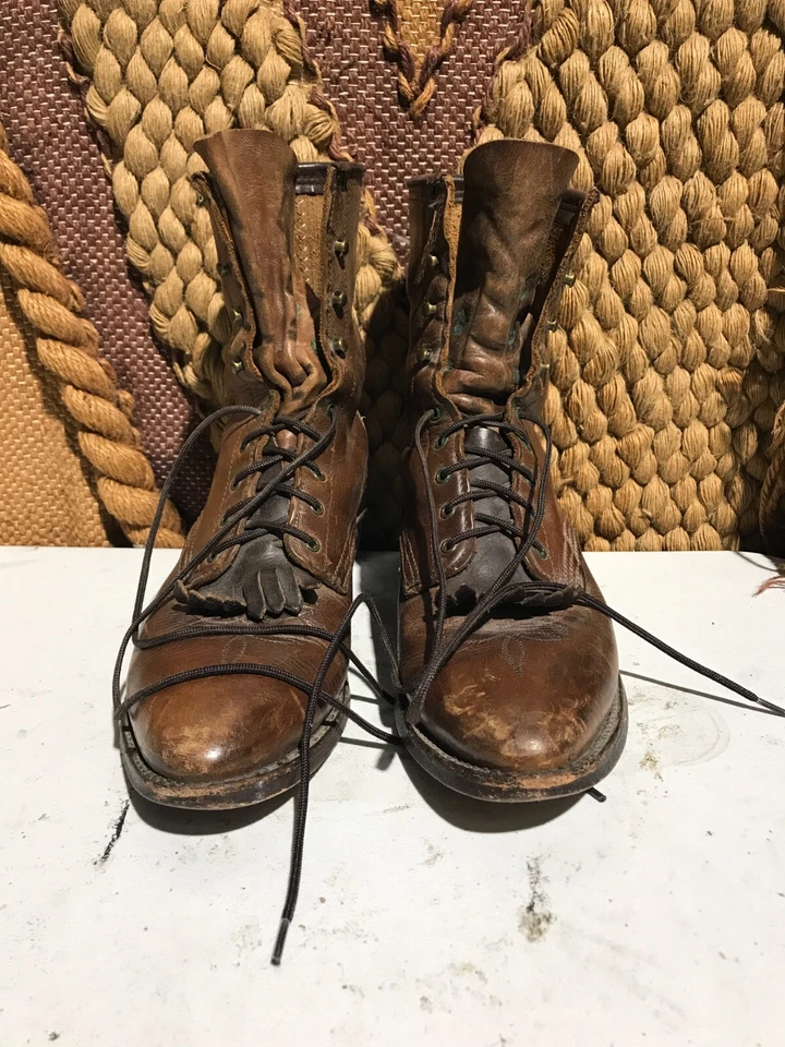 Botas Abilene South Western Packer Kiltie Cuero Botines Zapatos Talla 9M Foto 3 de 4