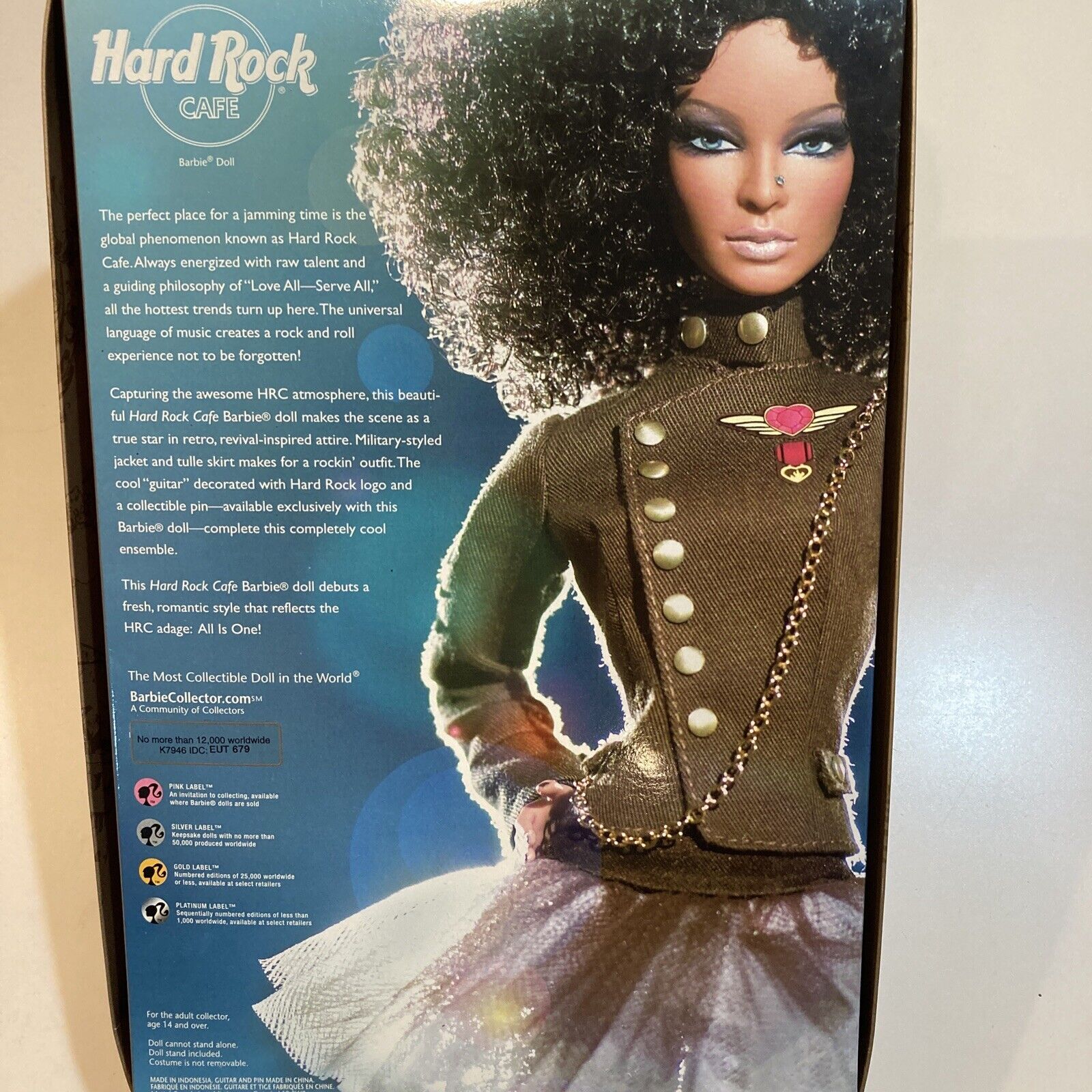 Hard Rock Cafe Barbie Doll 2007 African American Limited Gold