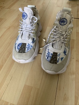 Versace Chain Reaction weiß Mesh Gummi Veloursleder