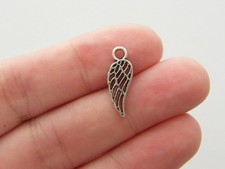 56 Angel wing charms antique silver tone AW58