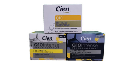 3 x Q10 CIEN Anti-Age-Creme Pflege Hautpflege Lotion Anti-Falten Mischkarton
