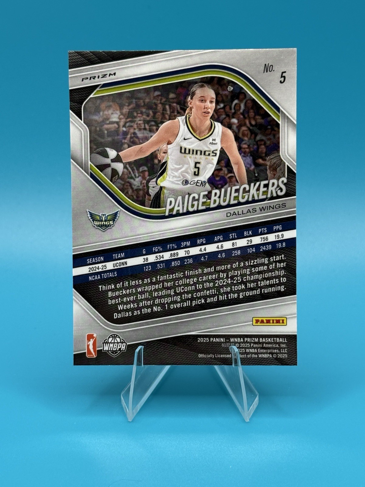 2025 Paige Bueckers Panini Prizm WNBA - #5 Green Prizm (RC) Dallas Wings view 4
