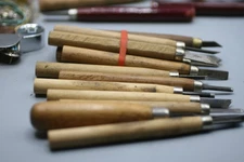 13 VINTAGE Wood Carving Chisels unmarked GA