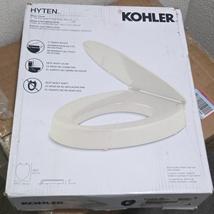 KOHLER Hyten Soft-Close 3 in Height Boost Elongated Toilet Seat, Biscuit
