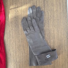 Vintage Estate Brown Genuine Leather Mid Driving Evening Gloves Women Ladies 7.5