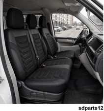Sitzbezüge Vorne Schwarz 2+1 Veloursstoff Piqué Kunstleder für VW Transporter T7