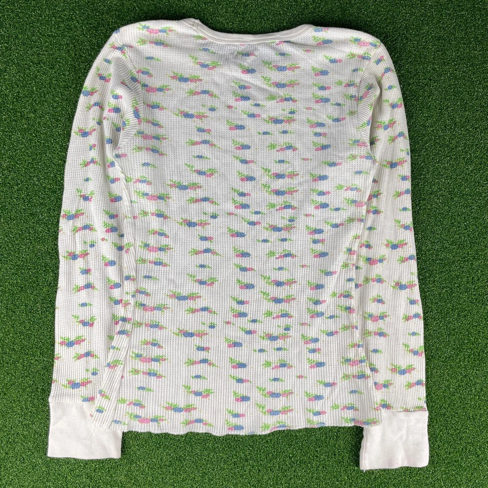Vintage Y2K Blue Collar Girl BCG Floral Thermal Long Sleeve Top Sz L - Image 4 of 4