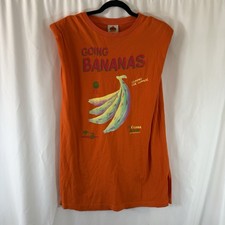 Farm Rio Going Bananas Dress Women's Small Orange Short Sleeve Crew Neck Cotton