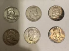 (Lot Of 6) 90% Silver Benjamin Franklin Half Dollar Coins, FREE SHIPPING!