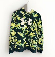 Under Armour Hoodie Youth Extra Large LOOSE Green Camo Logo Pullover Sweatshirt